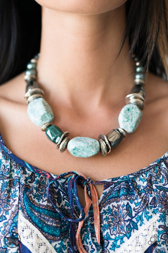 Chunky Blue Glaze Blockbuster Necklace