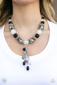 Marble and Black Cluster Necklace